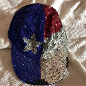 American Sequin Hat with star red white blue  baseball cap